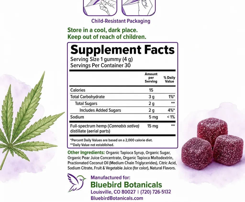 Bluebird Botanicals Snooze Support CBD Gummies image 3