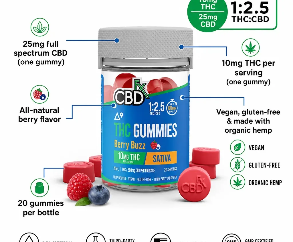 CBDfx Berry Buzz Sativa Gummies image 3