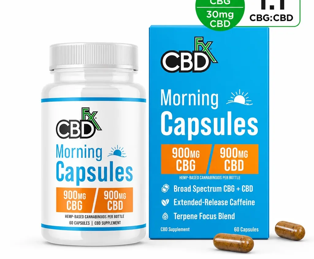 CBDfx CBD + CBG Morning Capsules for Energy & Focus