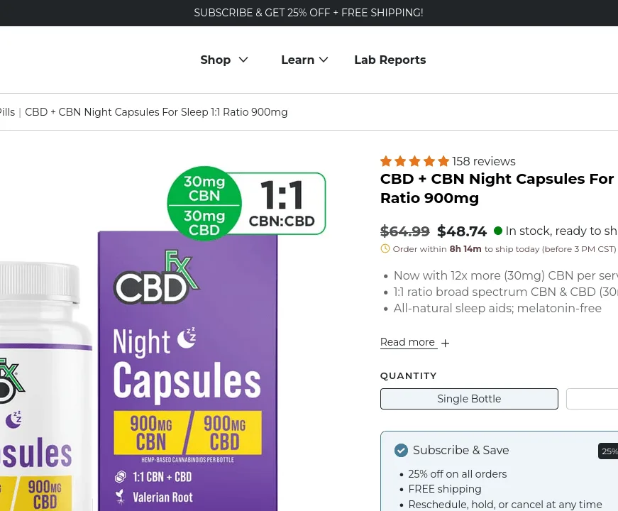 CBDfx CBD + CBN Night Capsules for Sleep image 3