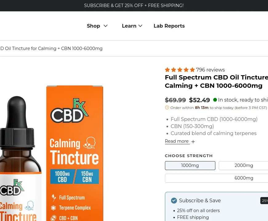 CBDfx CBD + CBN Oil Calming Tincture image 3
