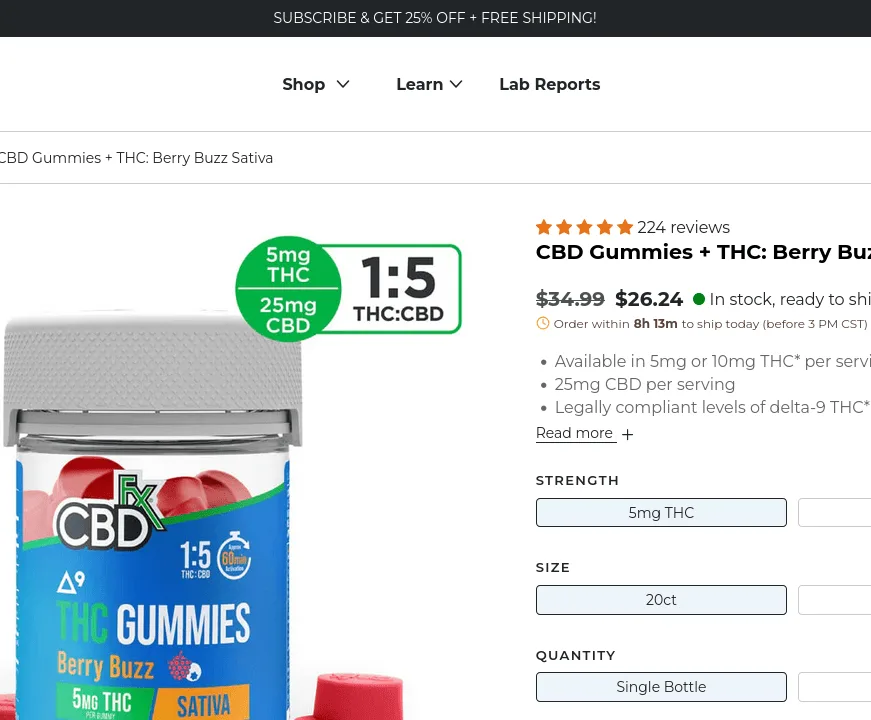 CBDfx Berry Buzz Sativa Gummies image 4