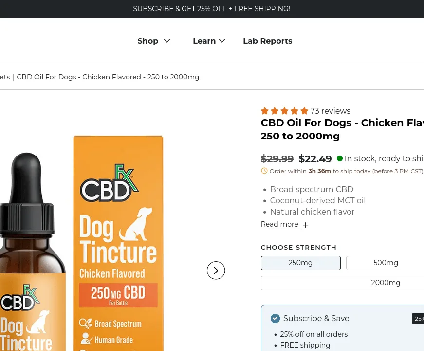 CBDfx CBD Oil For Dogs - Chicken Flavored image 3