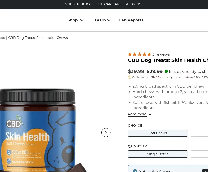 CBDfx CBD Dog Treats: Skin Health Chews image 3
