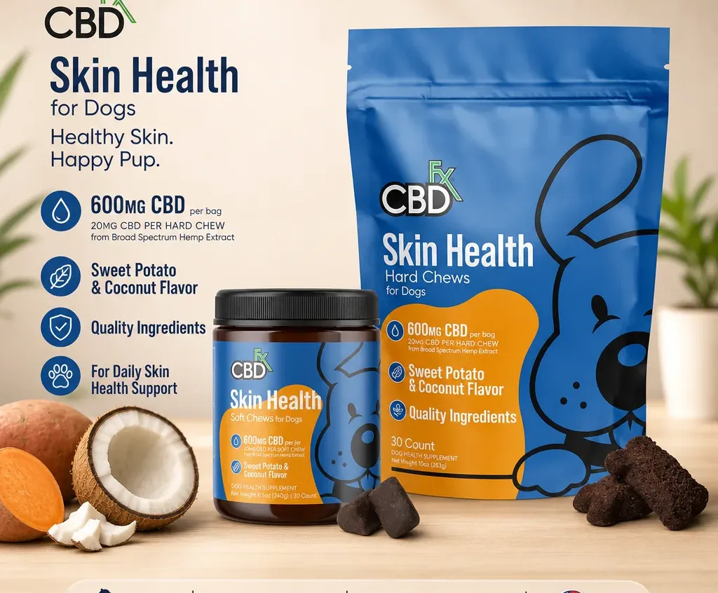 CBDfx CBD Dog Treats: Skin Health Chews
