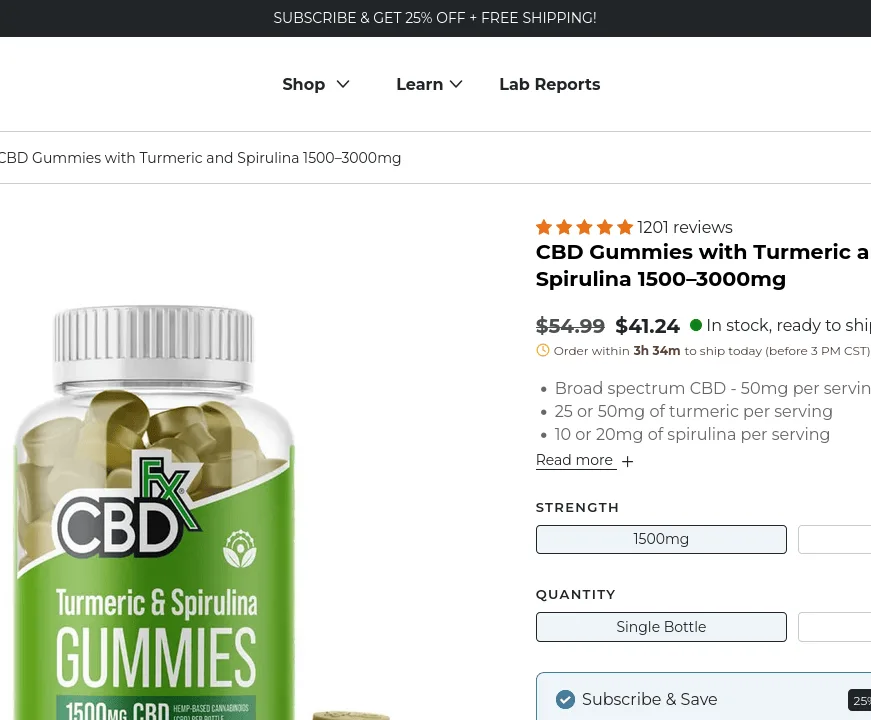 CBDfx CBD Gummies with Turmeric & Spirulina image 3
