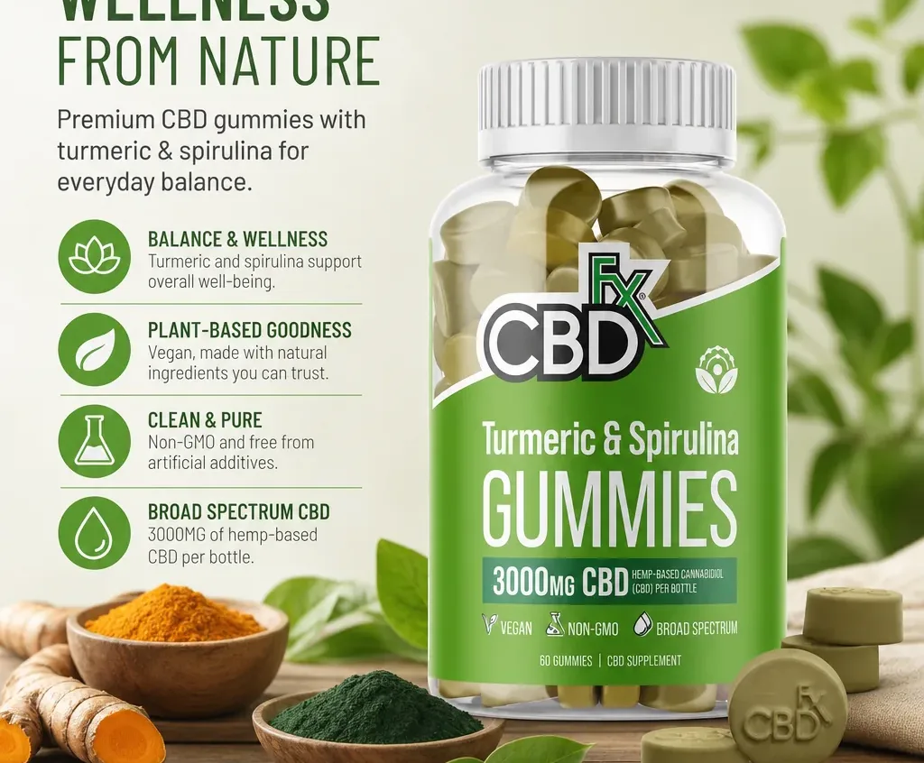 CBDfx CBD Gummies with Turmeric & Spirulina