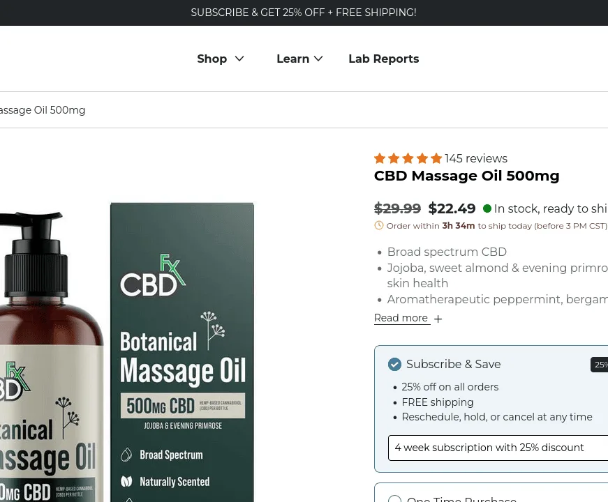 CBDfx CBD Massage Oil image 3