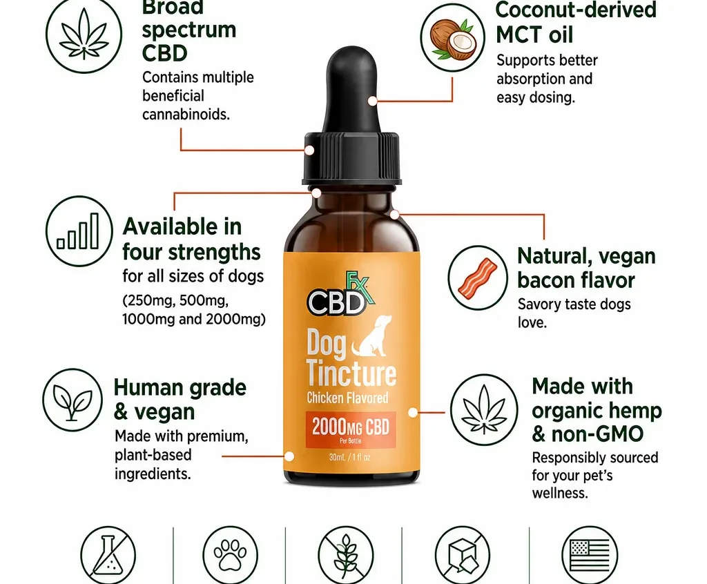 CBDfx CBD Oil For Dogs - Chicken Flavored image 2
