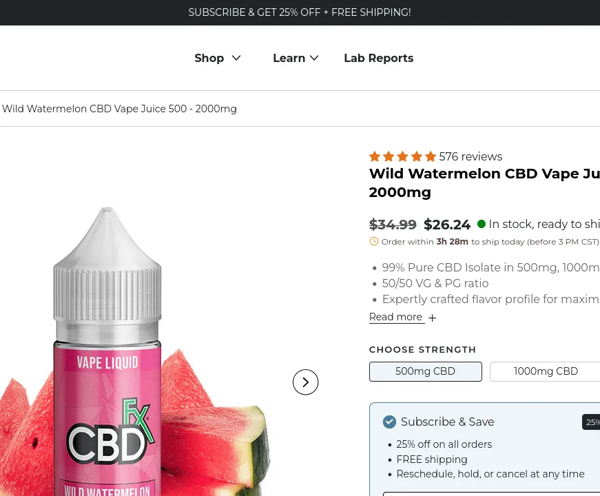 CBDfx Wild Watermelon CBD Vape Juice image 4
