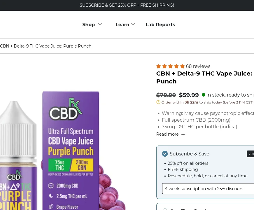 CBDfx Purple Punch Vape Juice image 2