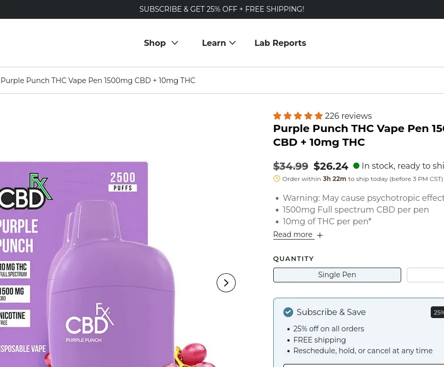 CBDfx Purple Punch THC Vape Pen image 3