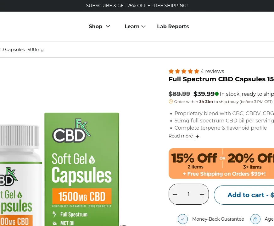 CBDfx Full Spectrum CBD Capsules image 2