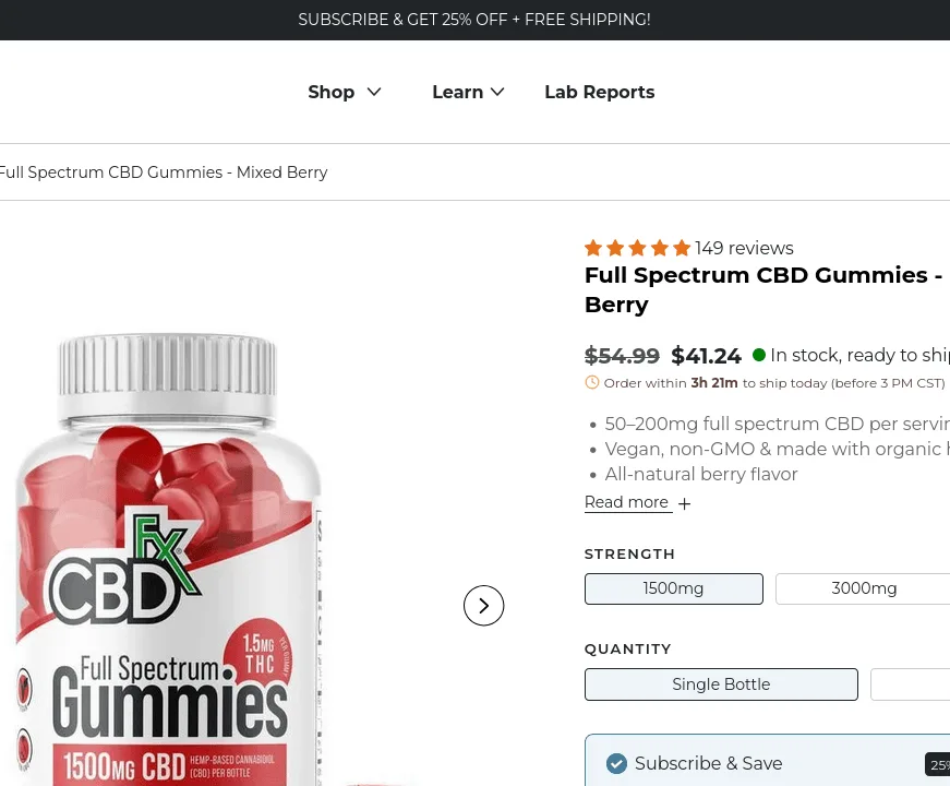 CBDfx Full Spectrum CBD Gummies - Mixed Berry image 3