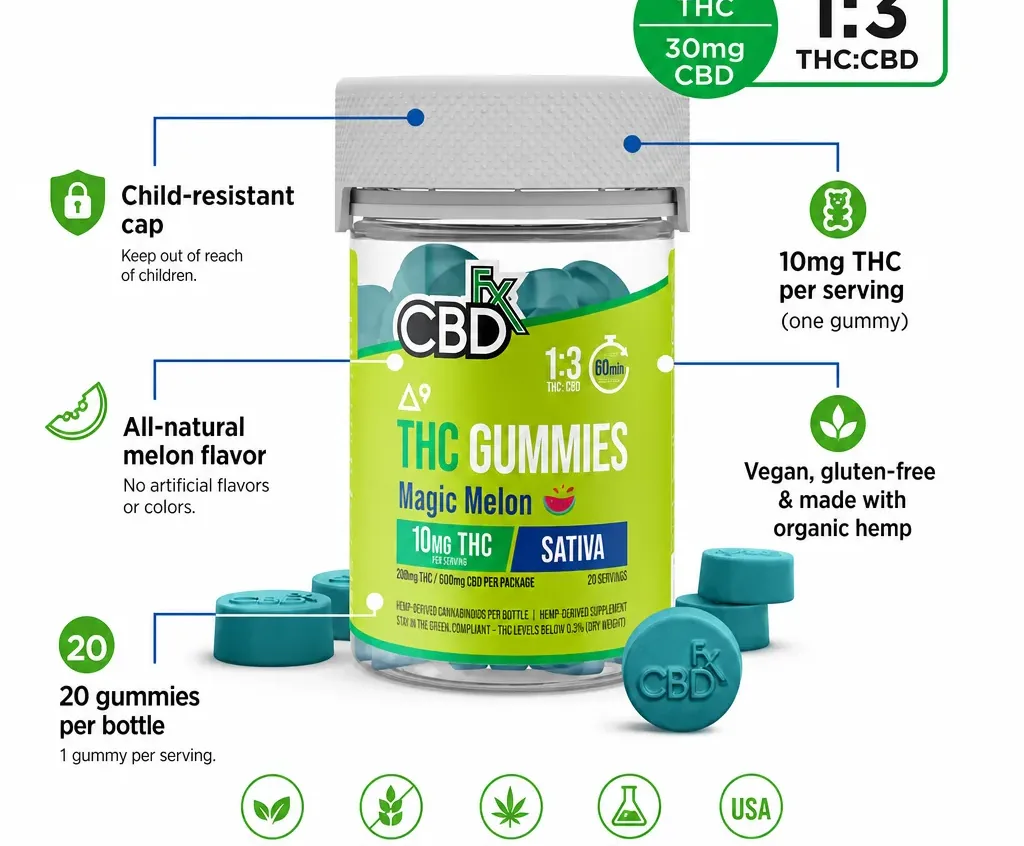 CBDfx Magic Melon Sativa High Potency Gummies image 3