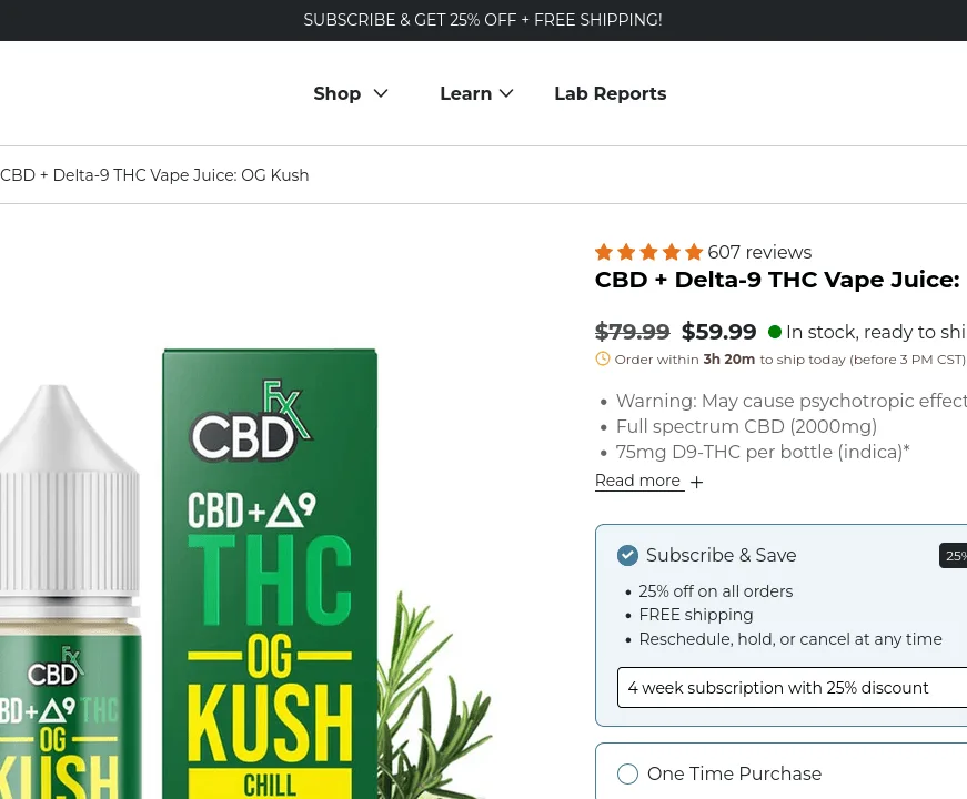 CBDfx OG Kush Vape Juice image 2