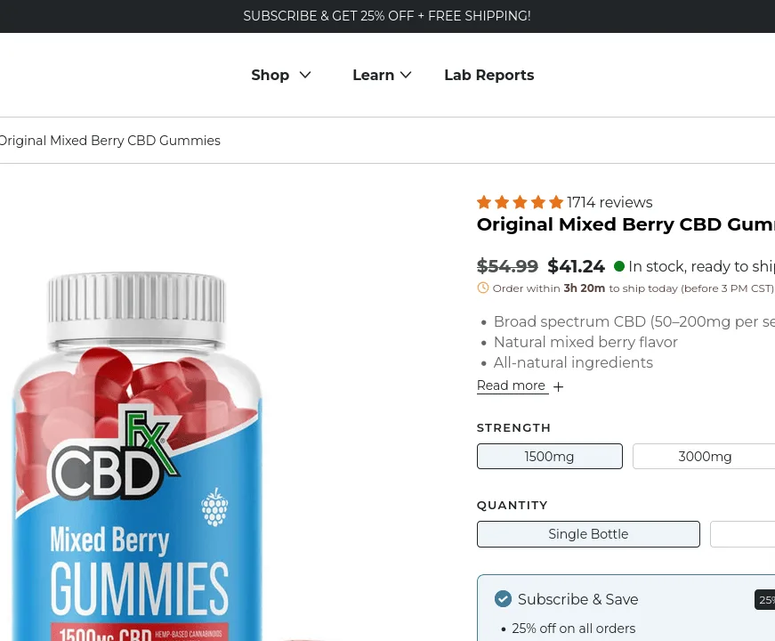 CBDfx Original Mixed Berry CBD Gummies image 3