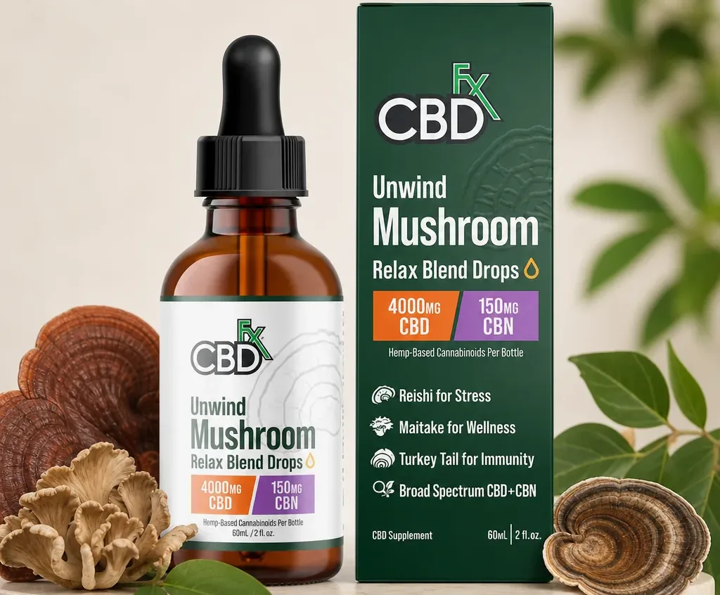 CBDfx Relax Blend Mushroom Tincture + CBN + CBD image 2