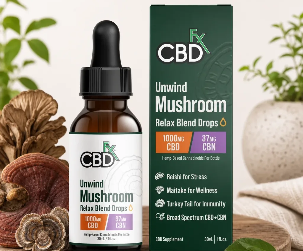 CBDfx Relax Blend Mushroom Tincture + CBN + CBD image 3