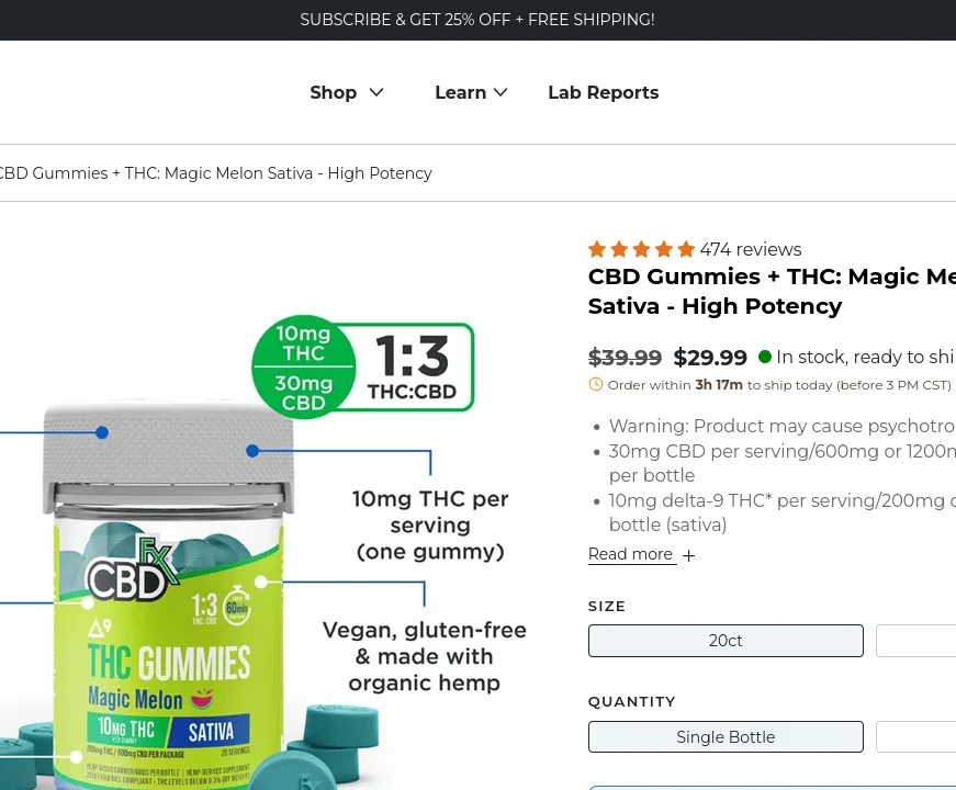 CBDfx Magic Melon Sativa High Potency Gummies image 4