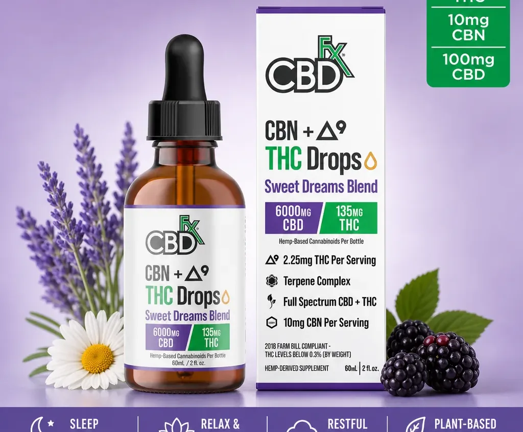 CBDfx Ultra Full Spectrum CBD Oil Tincture for Sleep + THC + CBN image 2