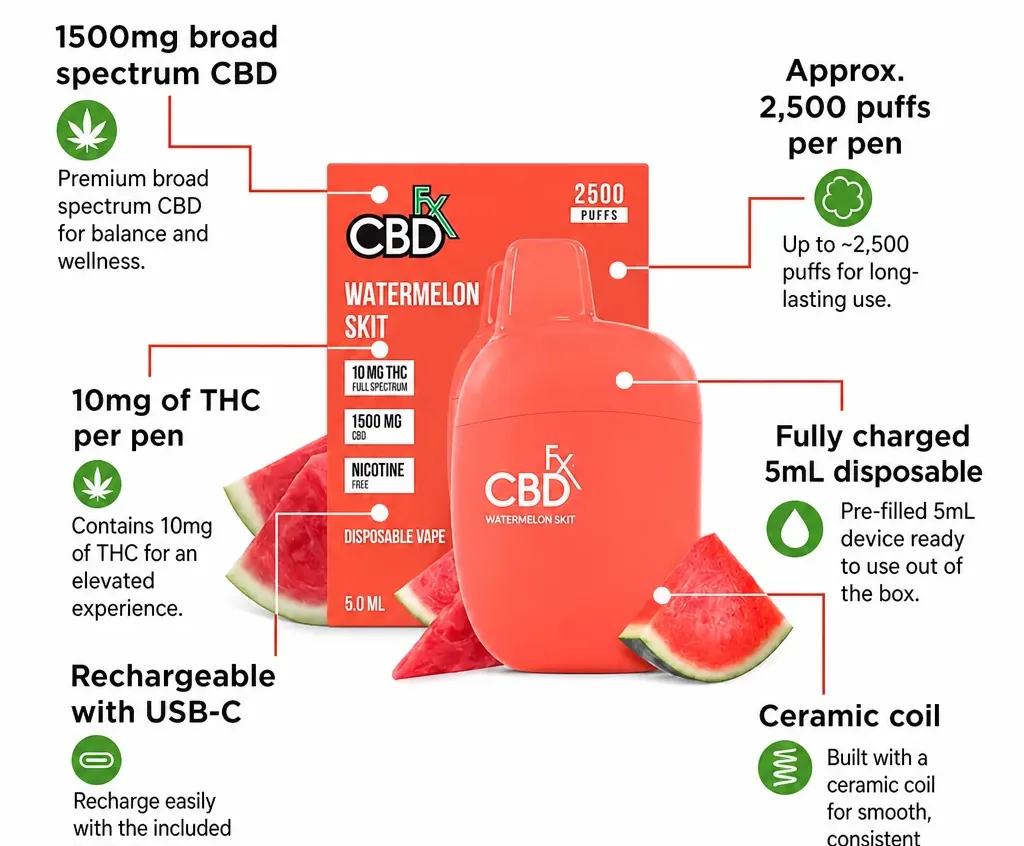 CBDfx Watermelon Skit THC Vape Pen image 2