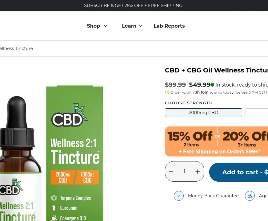 CBDfx CBD + CBG Oil Wellness Tincture image 4