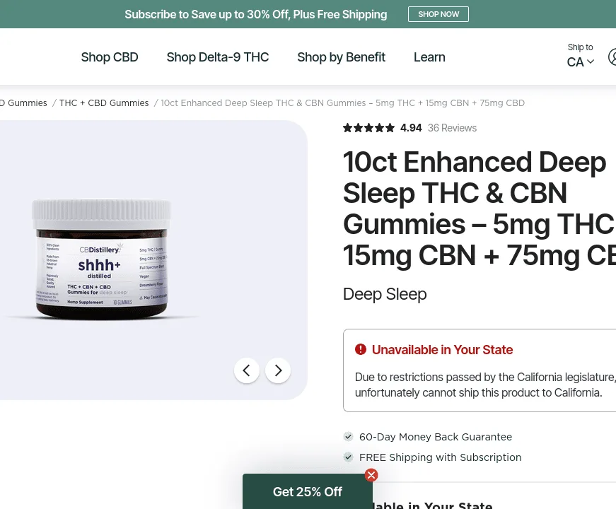 CBDistillery Deep Sleep Synergy+ THC & CBN Gummies image 2