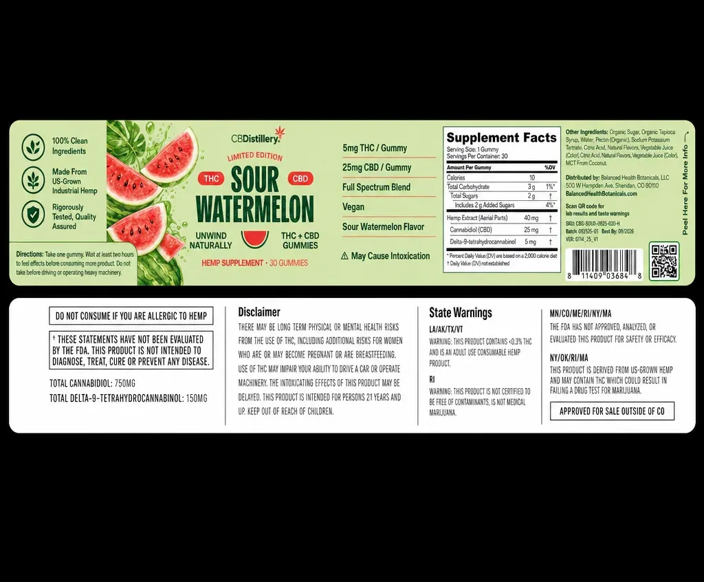 CBDistillery Sour Watermelon Gummies image 2
