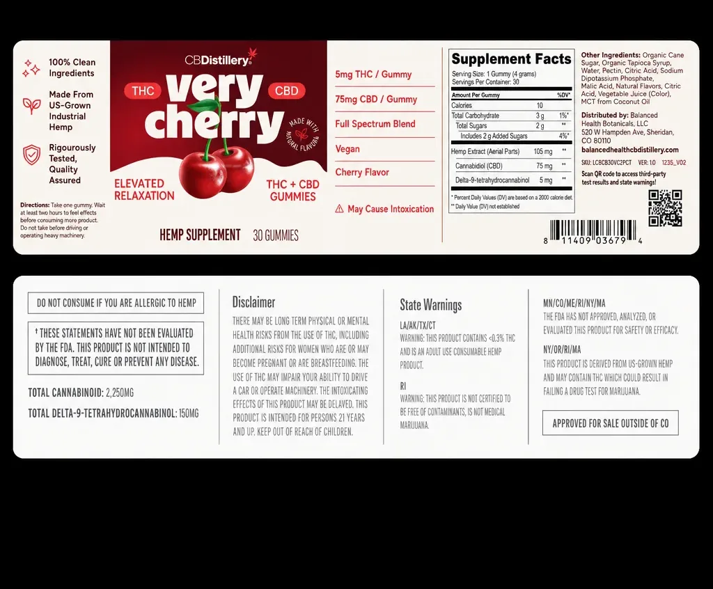 CBDistillery Very Cherry Elevated Relaxation Gummies image 2