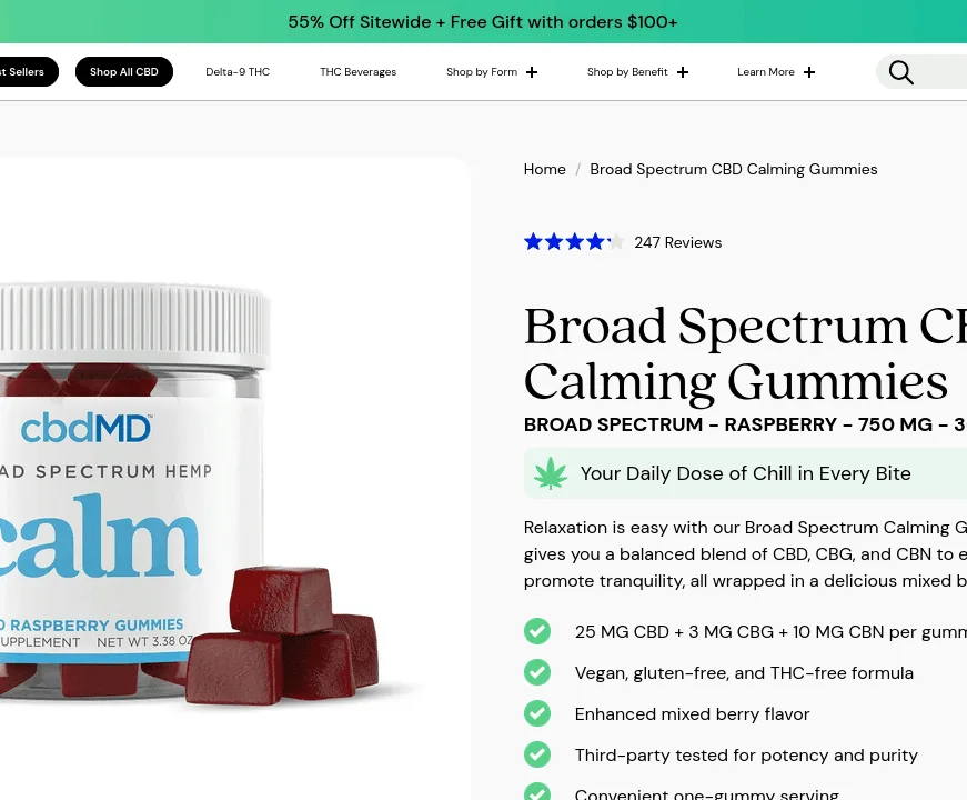 cbdMD Broad Spectrum CBD Calming Gummies image 2