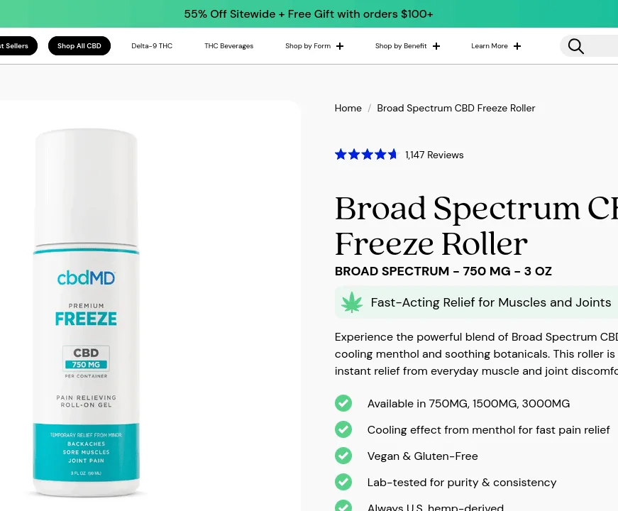 cbdMD CBD Freeze Roller image 2