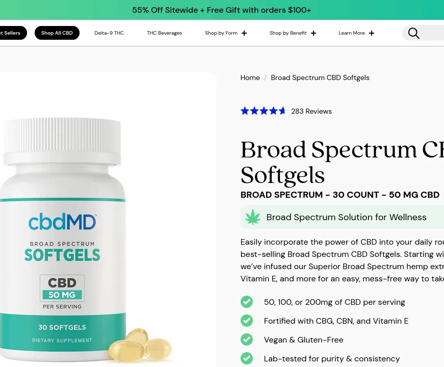cbdMD Broad Spectrum CBD Softgels image 2