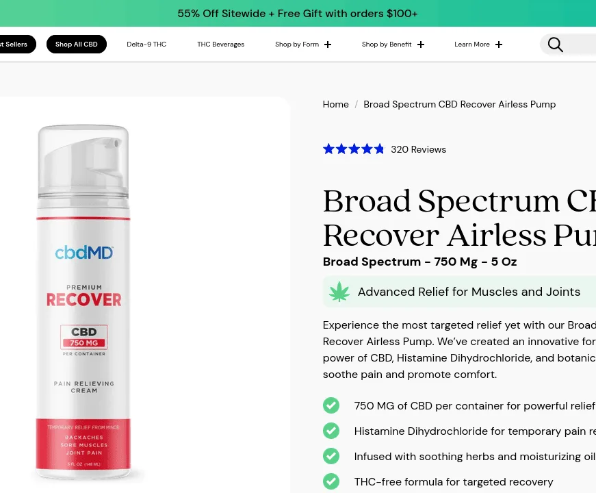 cbdMD Recover Airless Pump image 2