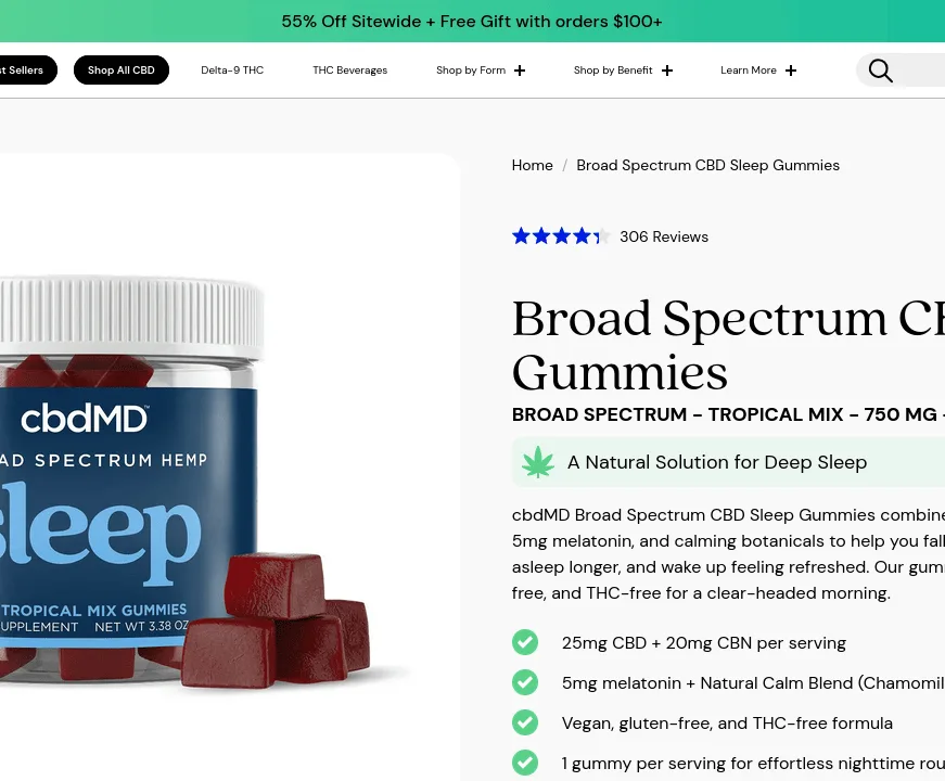 cbdMD Broad Spectrum CBD Sleep Gummies image 2