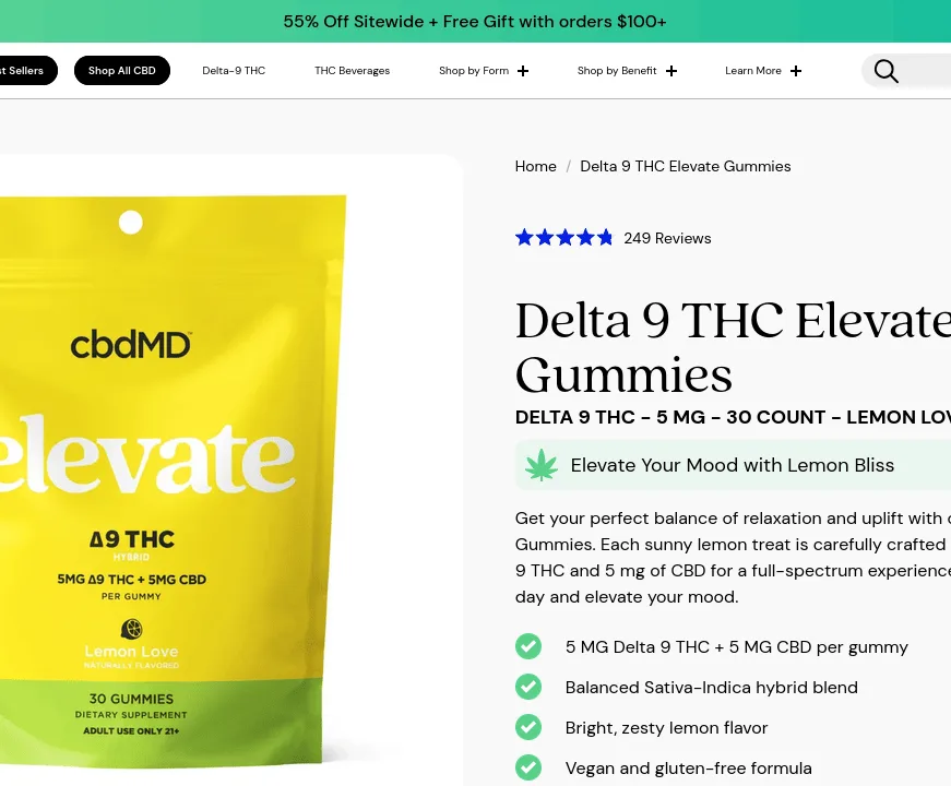 cbdMD Delta 9 THC Elevate Gummies image 2