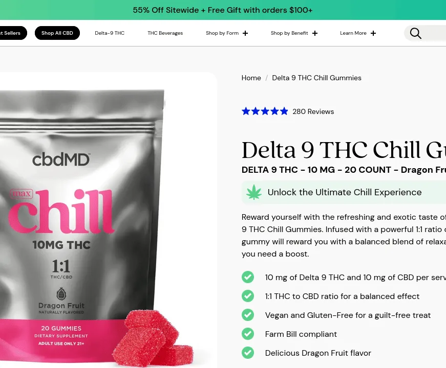 cbdMD Delta 9 THC Chill Gummies image 2