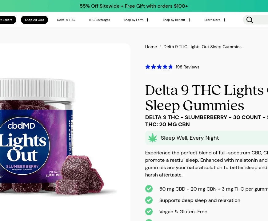 cbdMD Lights Out Sleep Gummies image 2