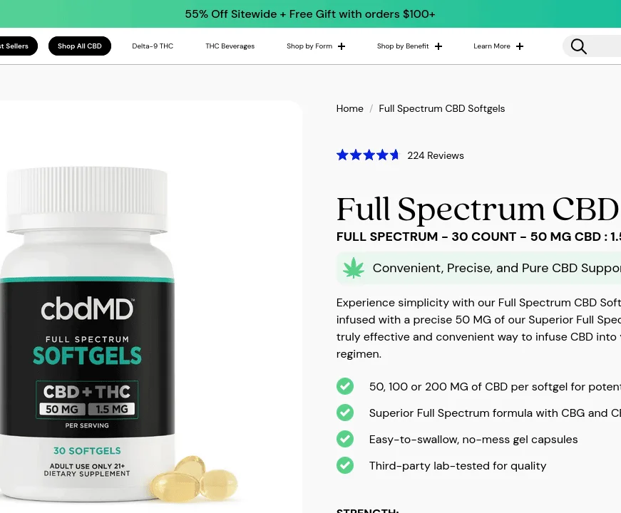 cbdMD Full Spectrum CBD Softgels image 2