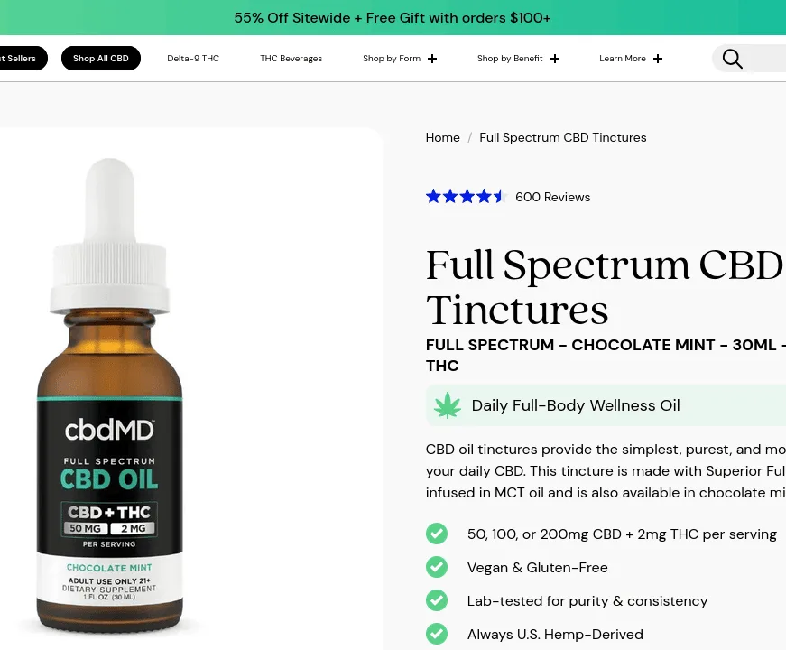 cbdMD Full Spectrum CBD Oil Tincture image 2