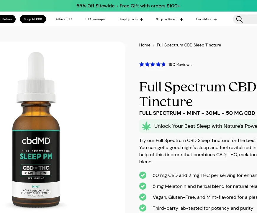 cbdMD Full Spectrum CBD Sleep Tincture image 2