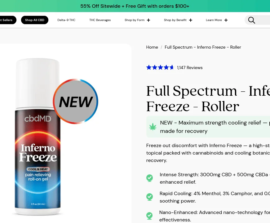 cbdMD Inferno Freeze Roller image 2