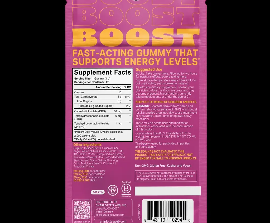 Charlotte’s Web Boost Low-Dose THC Gummies image 3