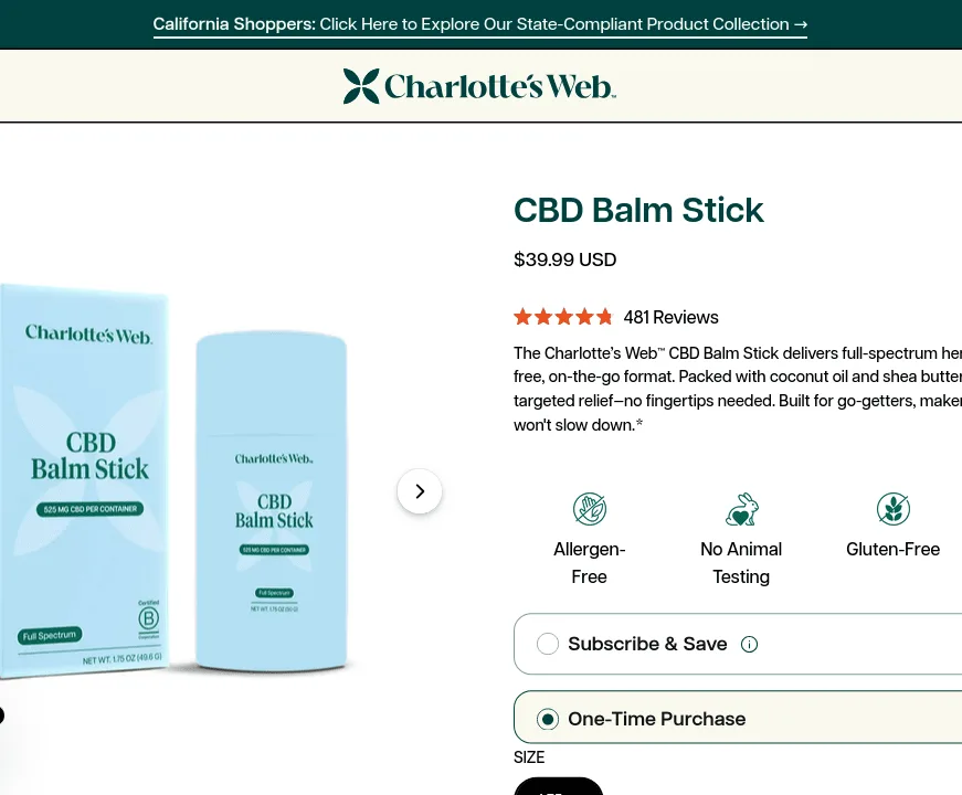 Charlotte’s Web CBD Balm Stick image 4