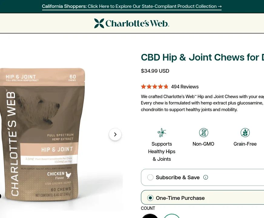 Charlotte’s Web Hip & Joint Chews for Dogs image 3
