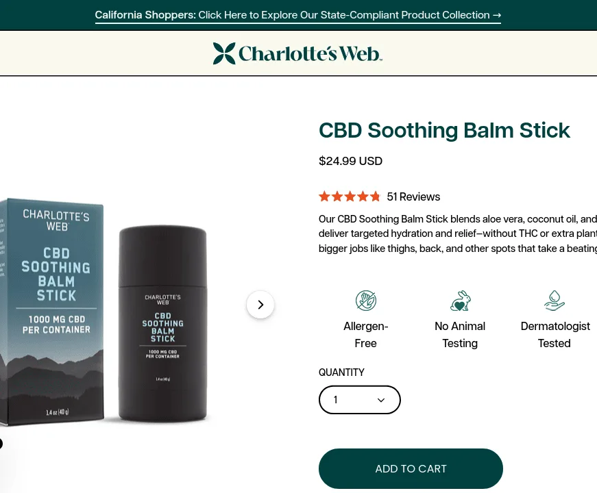 Charlotte’s Web CBD Soothing Balm Stick image 4