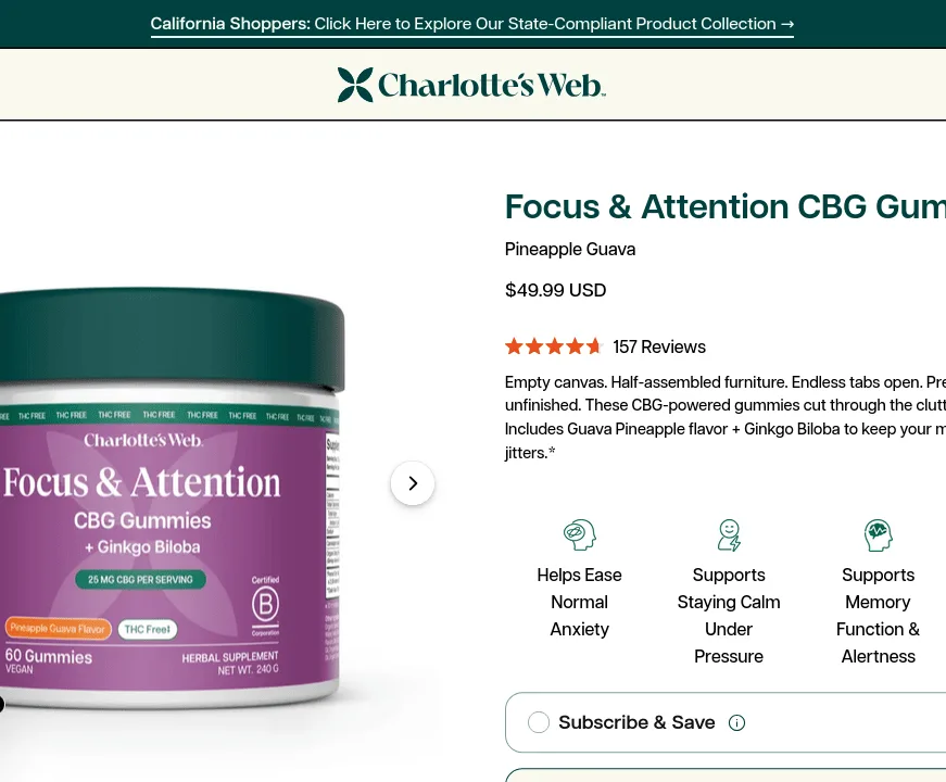 Charlotte’s Web Focus & Attention CBG Gummies image 3