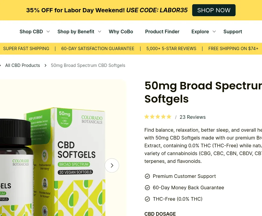 Colorado Botanicals Vegan Broad Spectrum CBD Softgels image 2