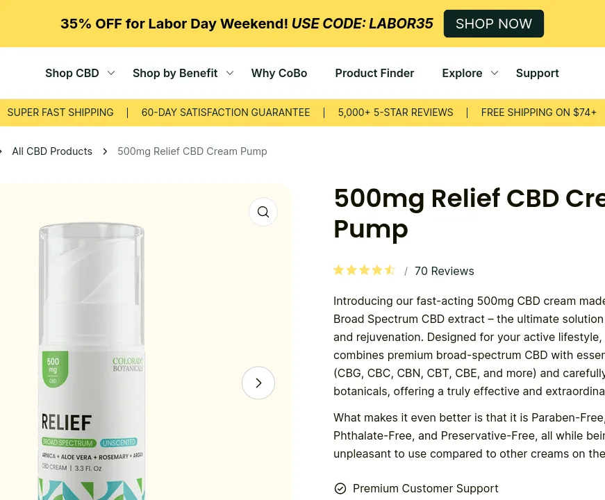 Colorado Botanicals Relief CBD Cream Pump image 2