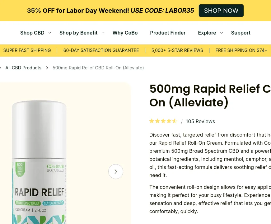 Colorado Botanicals Rapid Relief CBD Roll-On (Alleviate) image 2